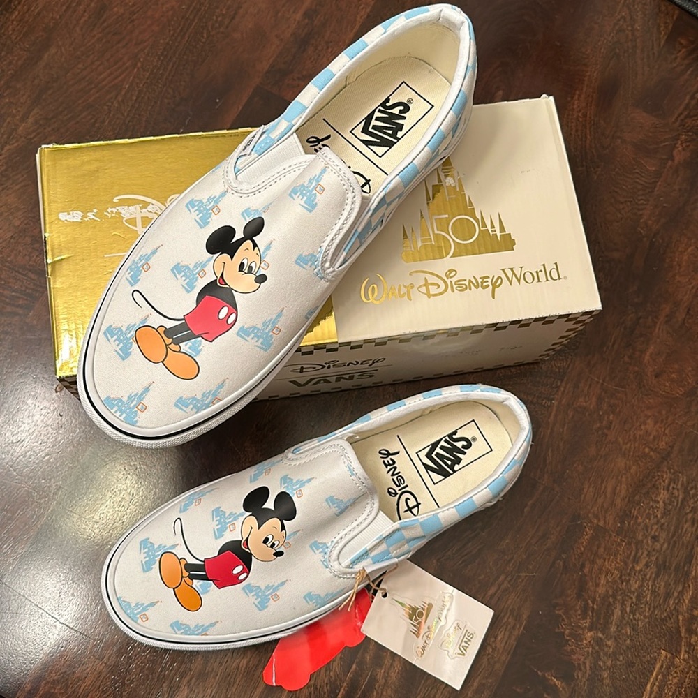 NWT Disney Mickey Mouse Blue Vans Classic Slip On